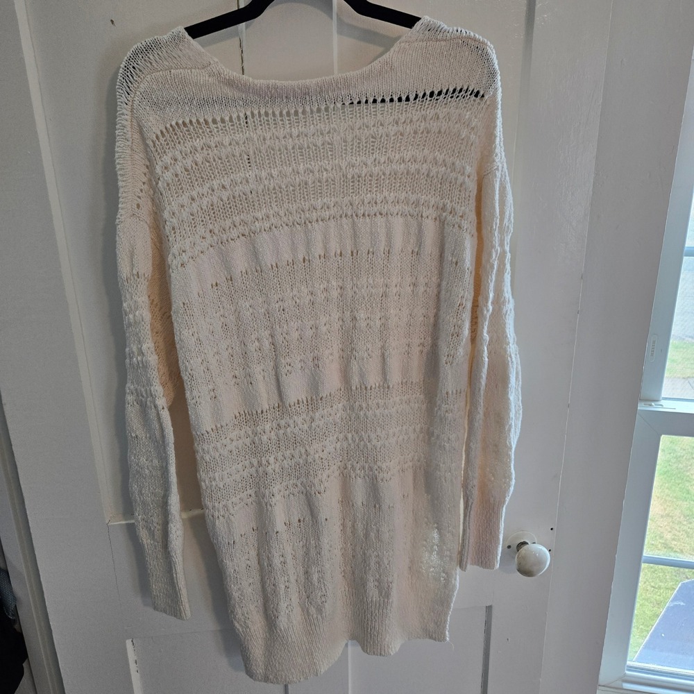 Free People Ivory Hot Tropics Pullover Sweater (S) Ivory Tunic Sweater Oversized - Picture 5 of 16